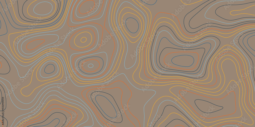 Poster topographic map seamless pattern. vector background
