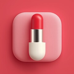 3D Rendering Lipstick on a textured pink background, showcasing beauty and cosmetics. Sosial media style icon