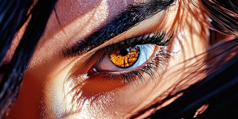 Striking Close-Up of a Vivid Human Eye With Intricate Details and Reflections