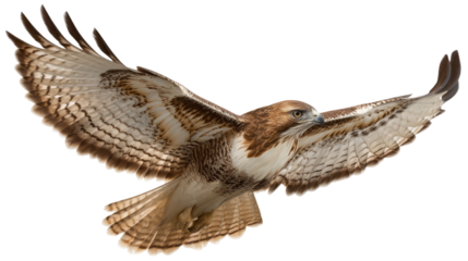 Hawk in Flight – Transparent Background