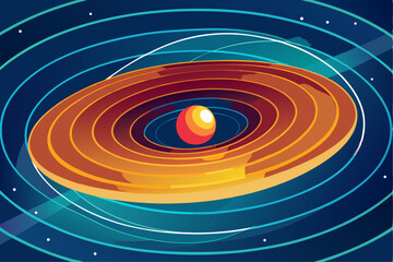 Futuristic abstract technology background featuring glowing concentric circles, radial lines, and blue neon dots on a dark gradient backdrop. Ideal for high-tech