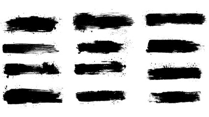 Vector set of brush strokes. Black brush strokes.  Grunge marker highlight underline