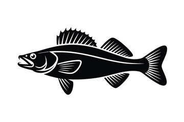 Walleye Silhouette vector Art & Illustration, Fish Vector on a white background