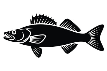 Walleye Silhouette vector Art & Illustration, Fish Vector on a white background