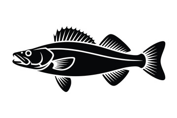 Walleye Silhouette vector Art & Illustration, Fish Vector on a white background