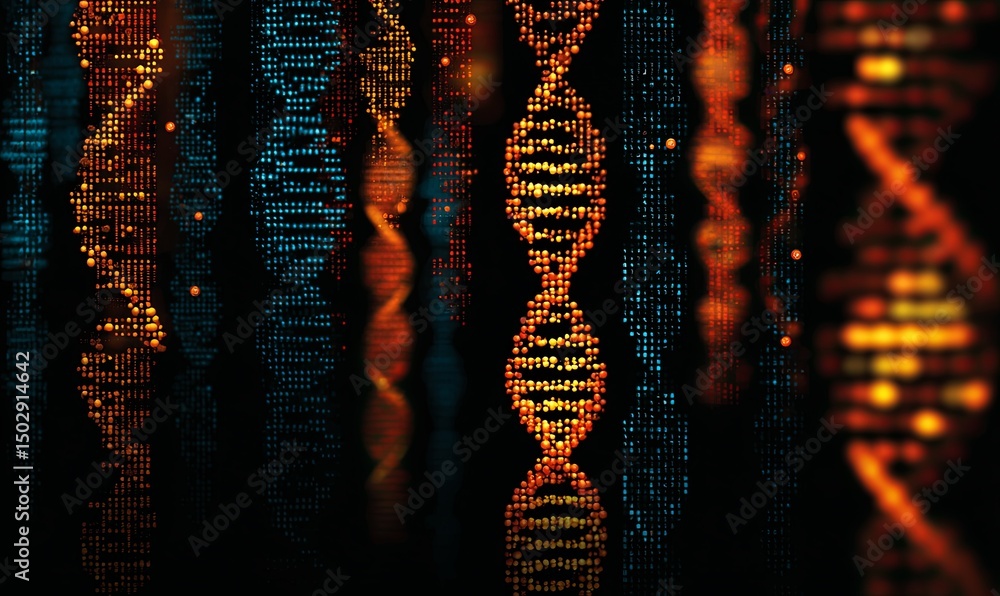 Poster colorful representation of dna structures in a digital environment