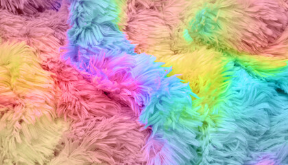  Soft Pastel Rainbow Faux Fur Texture Background &ndash; Cozy Colorful Plush Fabric Close-Up