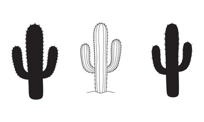 Saguaro or cactus icon, flat vector silhouette isolated on white background