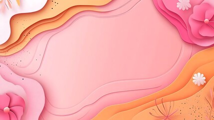 Naklejka premium Pink floral paper art background