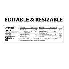 Nutrition Facts, Nutrition Facts Label,  Editable nutrition facts