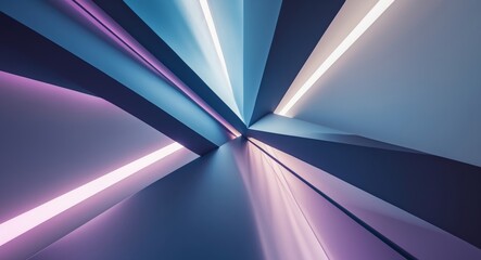Geometric Abstraction with Light and Shadow, Linear Perspective, Modern Design.