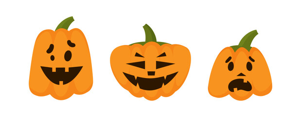 Vector Flat halloween pumpkins collection