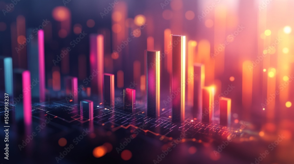Poster minimal d bar chart with soft lighting and pastel tones for presentation