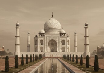 Taj mahal with reflection in water channel