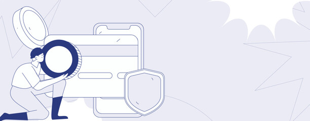 Online shopping payment security character flat vector concept operation hand drawn illustration
