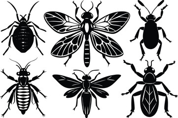 Adobe Illustrator Artwork Insect Insects ant ants emmet pismire banner Vector, vector set silhouette  Insects Flat Icons Set

