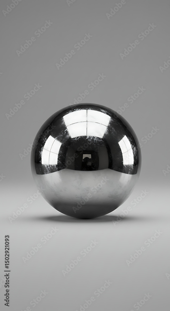 Aufkleber reflective chrome sphere metallic orb polished surface 3d render abstract background