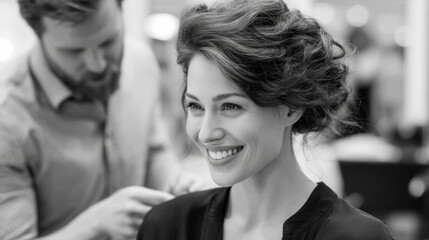 Fototapeta premium Smiling woman at the hair salon