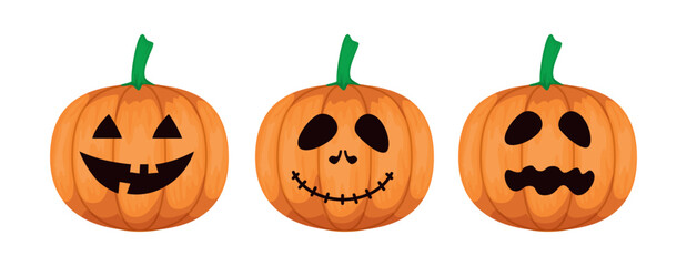 Vector Flat halloween pumpkins collection