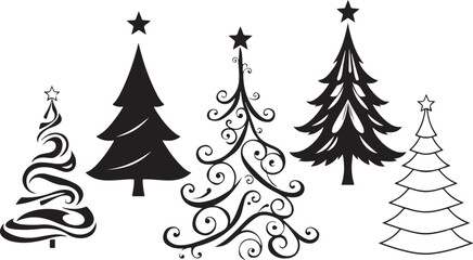 Obraz premium Decorative Christmas Tree Clipart Illustration