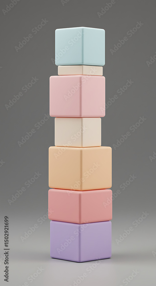 Poster pastel colored cubes stacked abstract minimalist product display 3d render