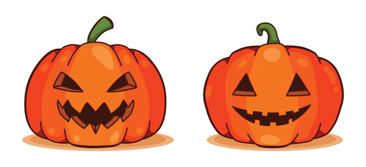 Vector Flat halloween pumpkins collection