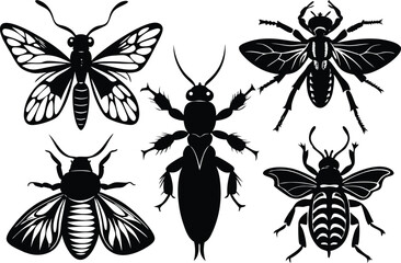 Adobe Illustrator Artwork Insect Insects ant ants emmet pismire banner Vector, vector set silhouette  Insects Flat Icons Set

