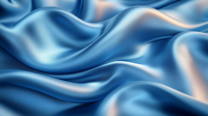 Fototapeta premium Close-up of a luxurious, flowing, light blue silk fabric with soft, elegant folds.