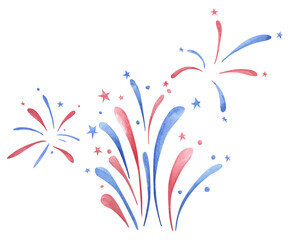 Obraz premium Watercolor independence day firework illustration
