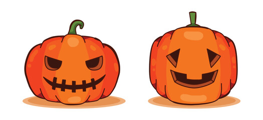 Vector Flat halloween pumpkins collection