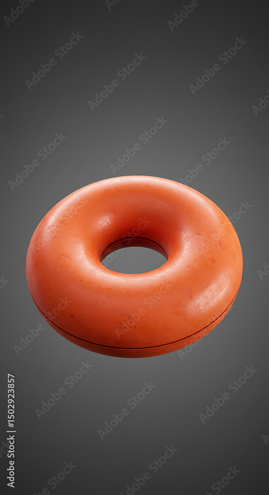 Poster orange donut shaped object 3d render abstract background geometric design element