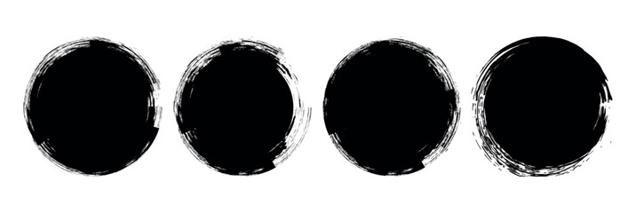 Set of grunge circles, circle, grunge, black paint, ink, dirty brush strokes. Circular Brush Stroke Set. Grunge round shapes big set. Vector