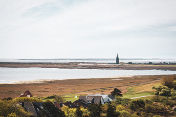 View from the Lighthouse &ndash; Wangerooge Island Landscape and Town with Distant Horizon