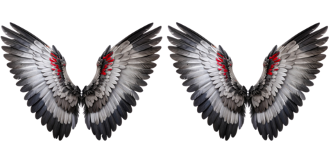 Torn and Weathered Angel Wings, dark gothic style, isolated on transparent background