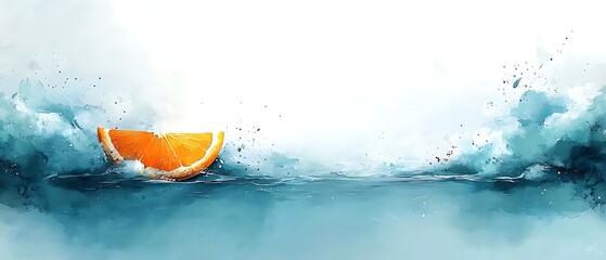 Orange slice splashing in water