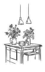 Different houseplants in flower pots on white background

