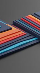 Abstract Geometric Layered Design with Colorful Stripes and Shapes
