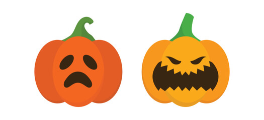 Vector Flat halloween pumpkins collection
