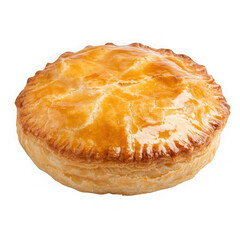 Golden brown puff pastry pie isolated on transparent background