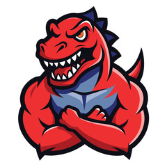 Angry cartoon T-Rex character mascot with menacing look vector illustration
