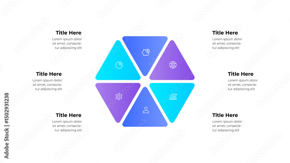 Aufkleber colorful infographic diagram with hexagonal segments and minimalistic design. ideal for presentation