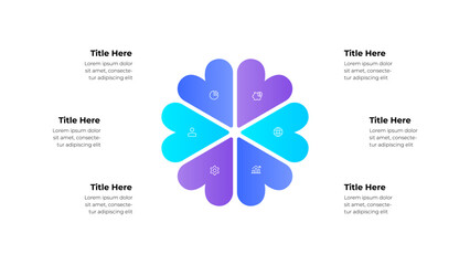 Fototapeta premium Colorful Four Section Heart Infographic Design for Business or Presentation Use. The clean design accentuates modern and professional communication