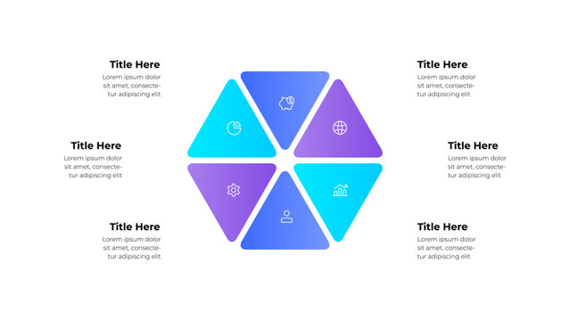 Colorful Infographic Diagram with Hexagonal Segments and Minimalistic Design. Ideal for presentations, education, and conceptual illustrations
