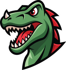 Friendly T-Rex dinosaur mascot logo with sharp teeth vector illustration