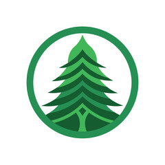 Obraz premium Green Tree Logo in Circle Design