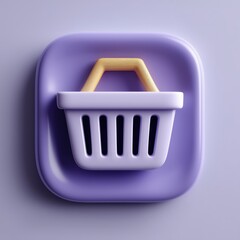 3D Rendering Shopping cart icon design in a purple hue with a modern aesthetic. Sosial media style icon