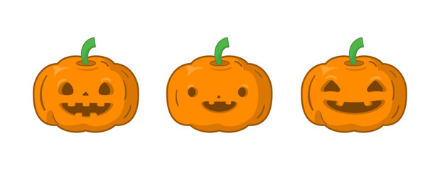 Vector Flat halloween pumpkins collection
