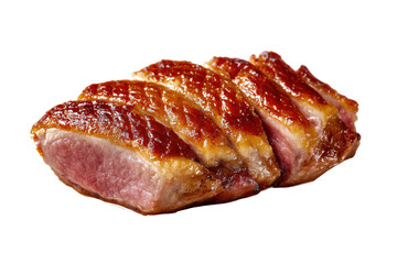 Fototapeta premium Sliced roasted duck breast, close-up view.
