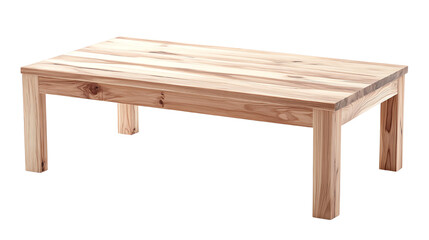 Stylish wooden coffee table on a white isolated background, perfect for modern living spaces and home decor.