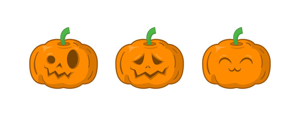 Vector Flat halloween pumpkins collection